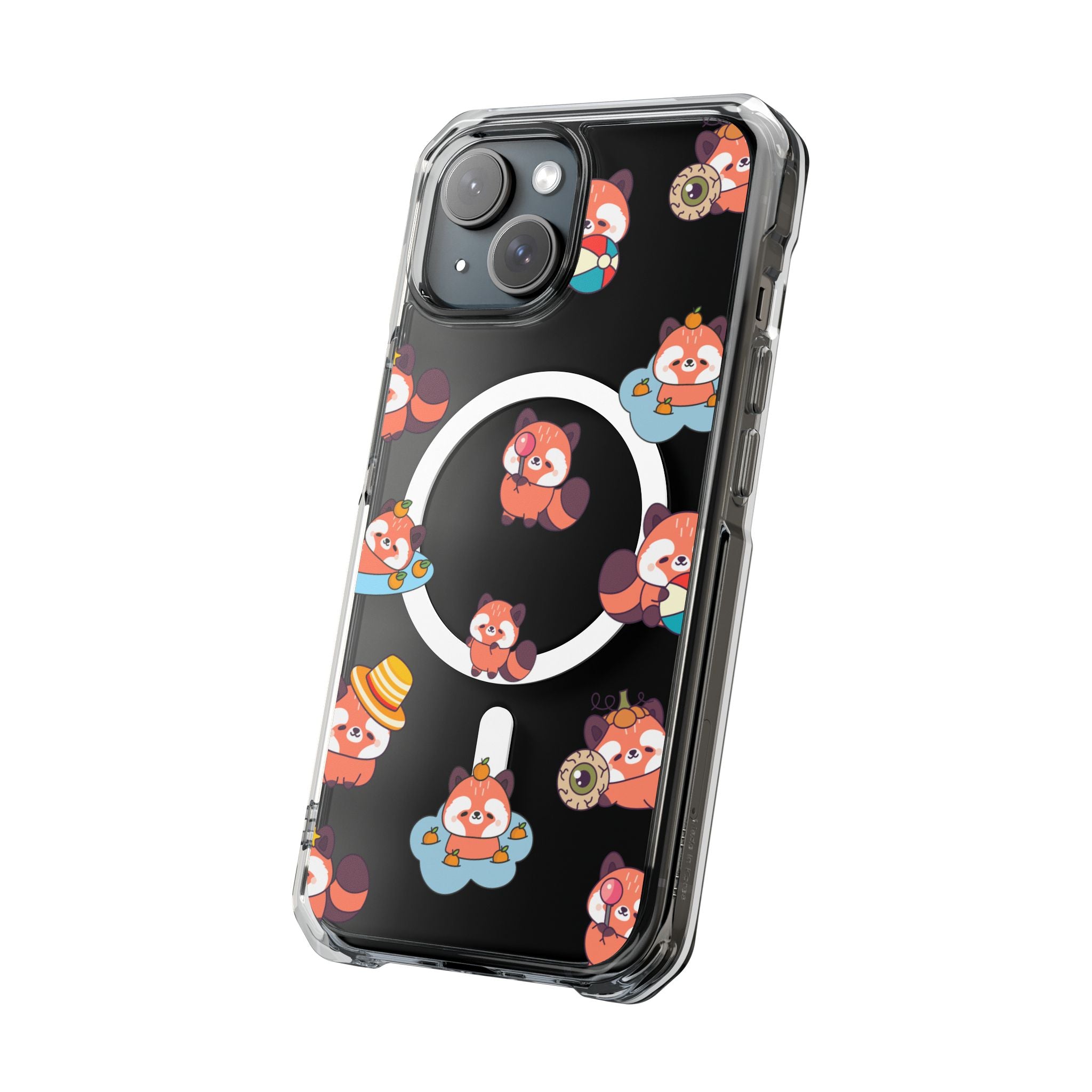 Red Panda Pattern Clear MagSafe Phone Case — Magnetic Protective Case
