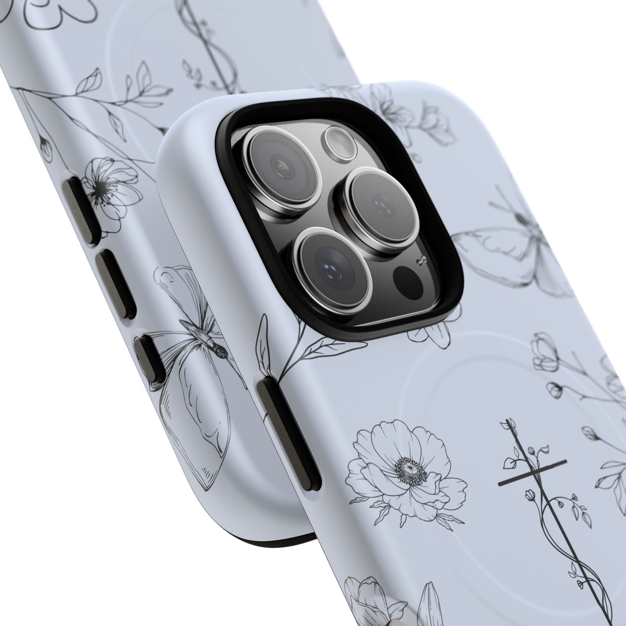 Floral Cross Tough Magnetic Phone Case — Faith-Inspired Protective iPhone Cover