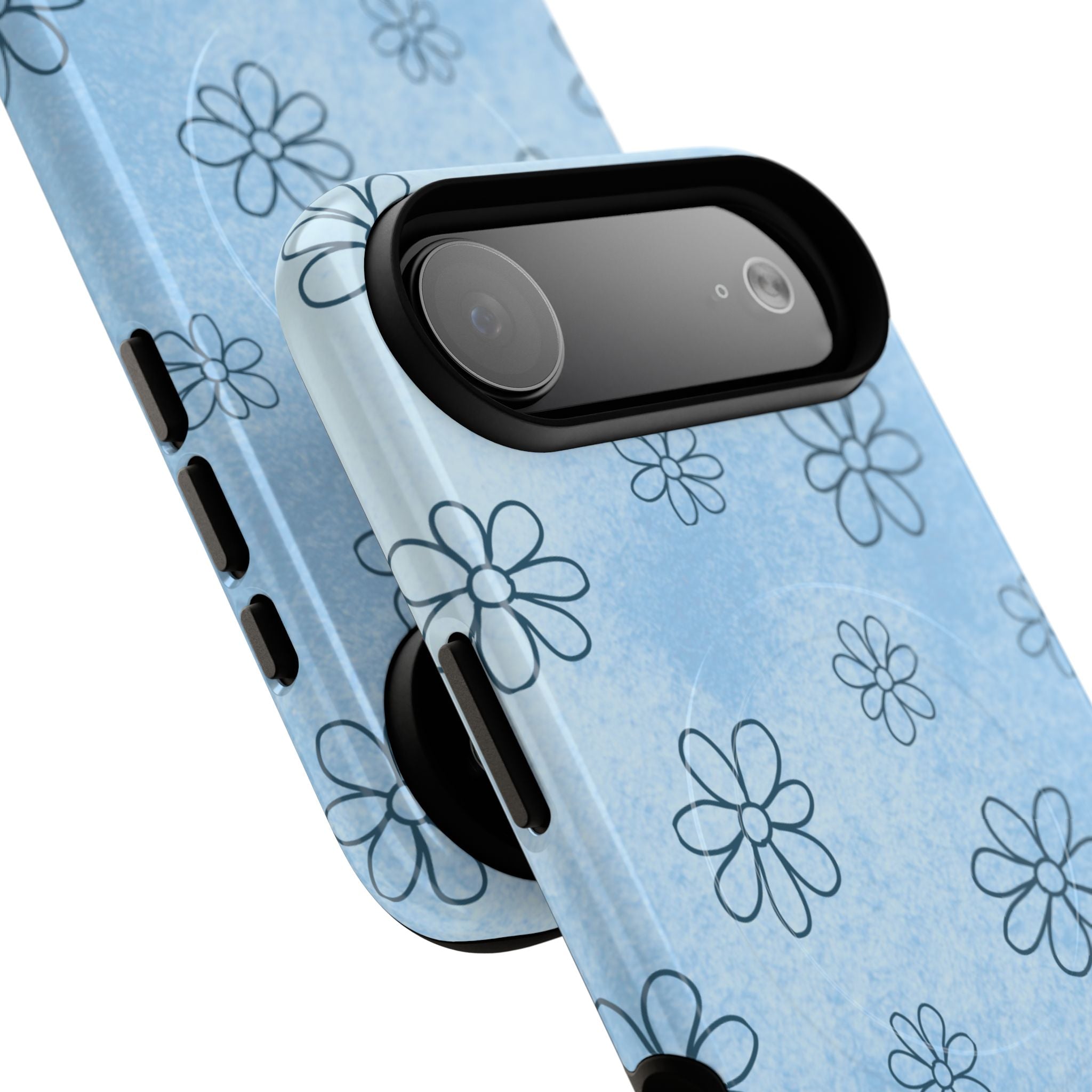 Blue Daisy Magnetic Tough Case — Floral Phone Case with Soft Watercolor Vibe