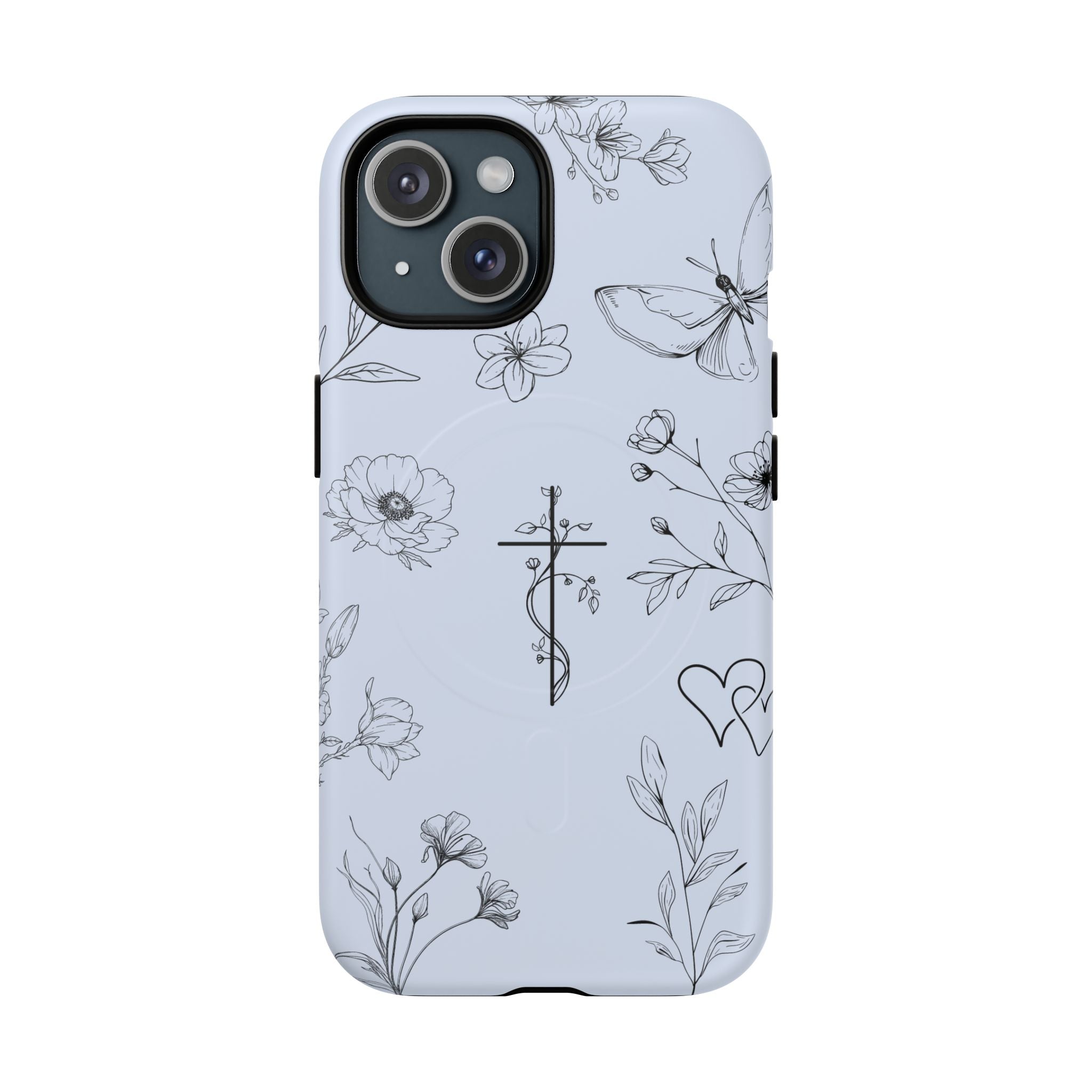 Floral Cross Tough Magnetic Phone Case — Faith-Inspired Protective iPhone Cover