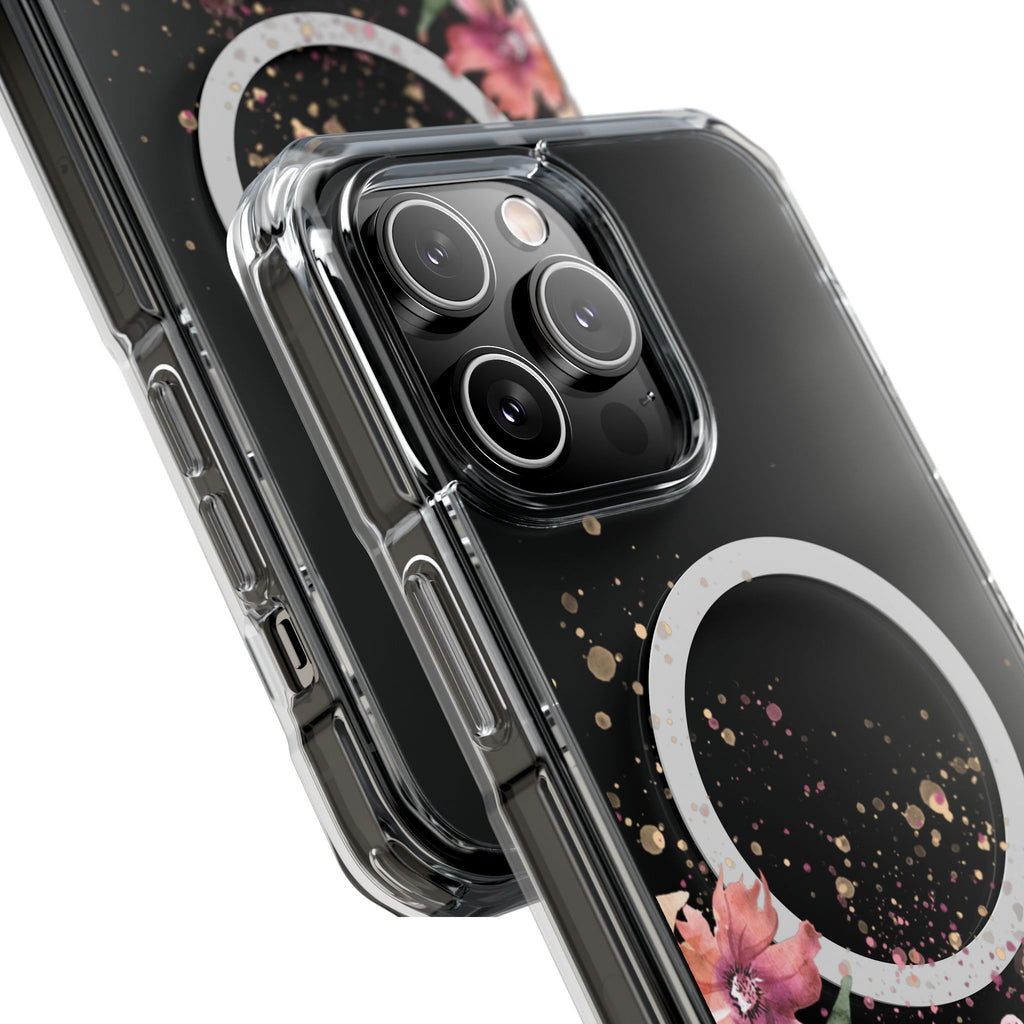 MagSafe Clear Phone Case — Pink Floral Protective Case