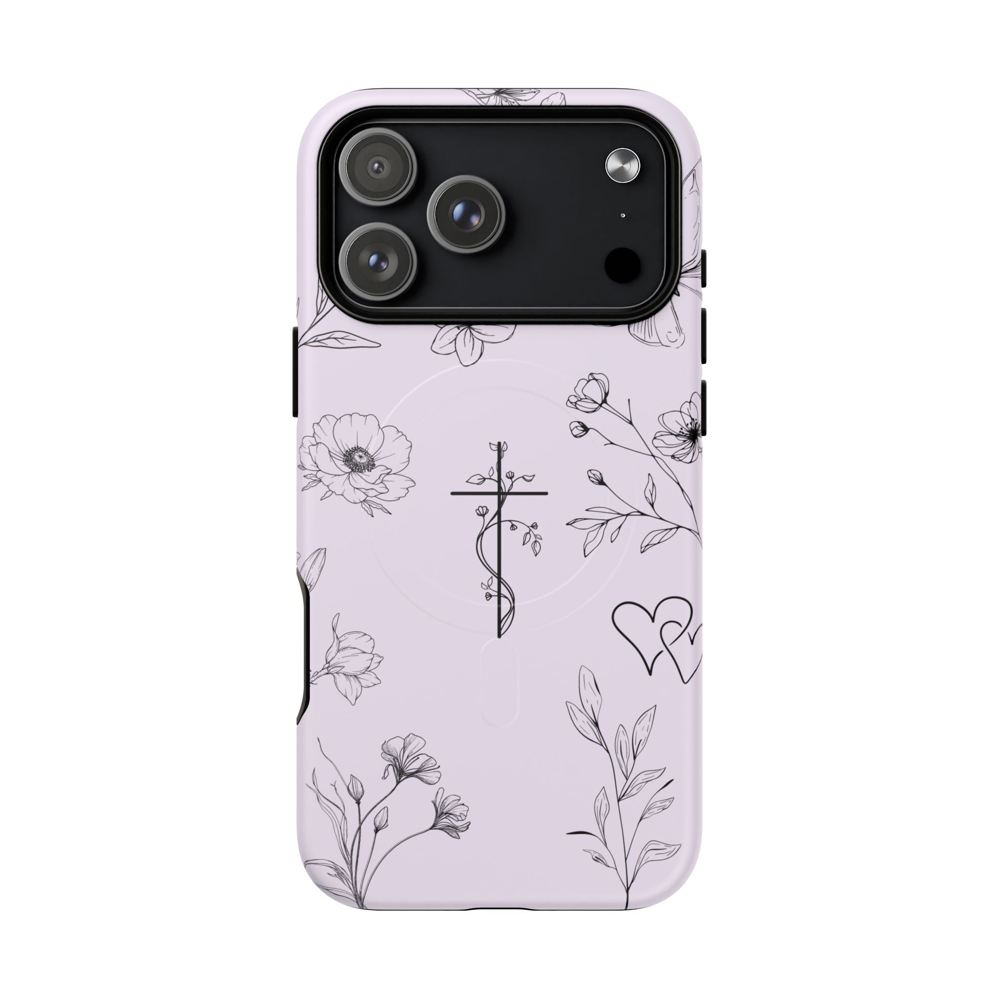 Floral Cross Magnetic Phone Case — Lavender Botanical iPhone Cover