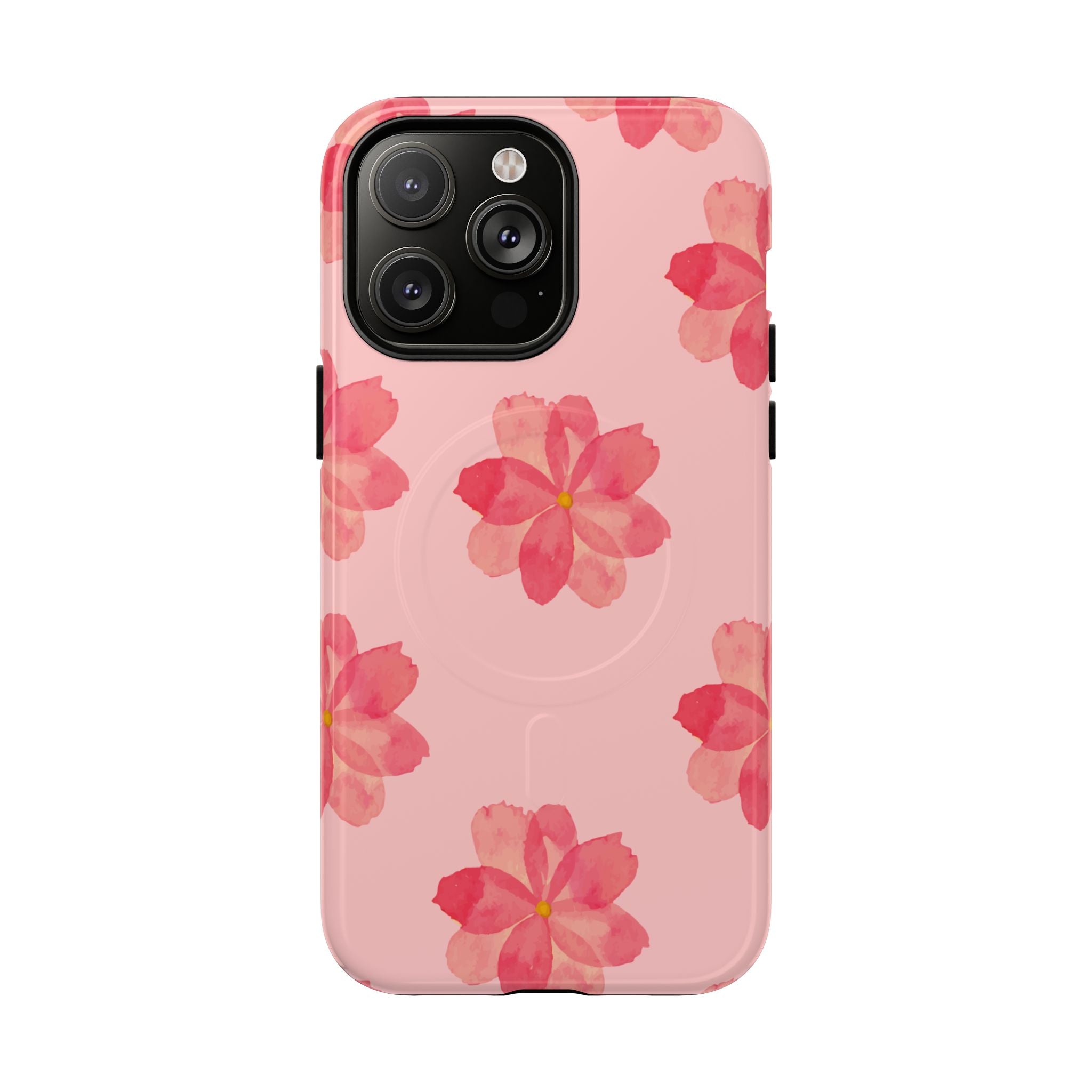 Pink Floral Tough Magnetic Phone Case — Sakura Blossom Protective Cover