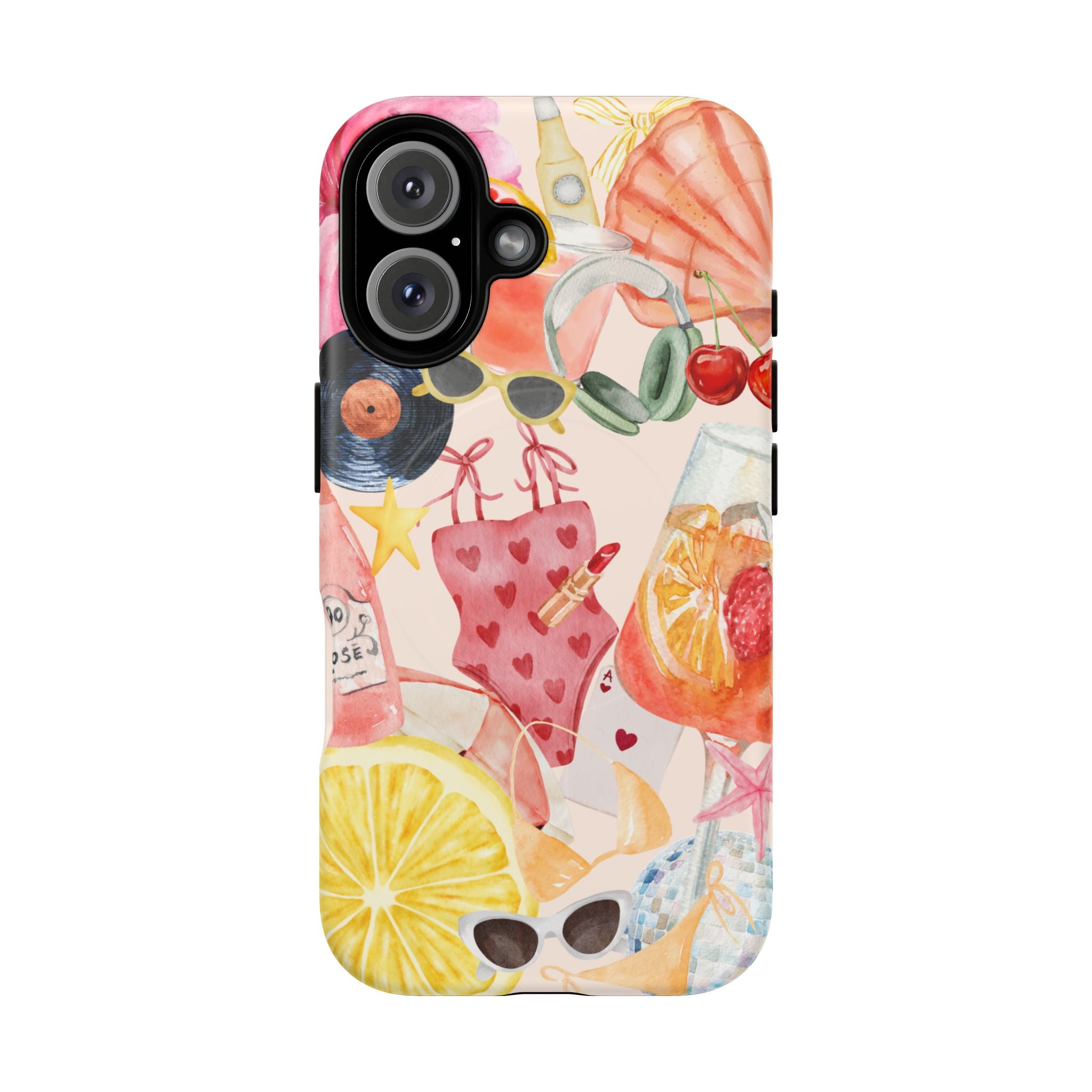 Tropical Summer Phone Case – Beach Drinks & Swimwear Magnetic Tough Case