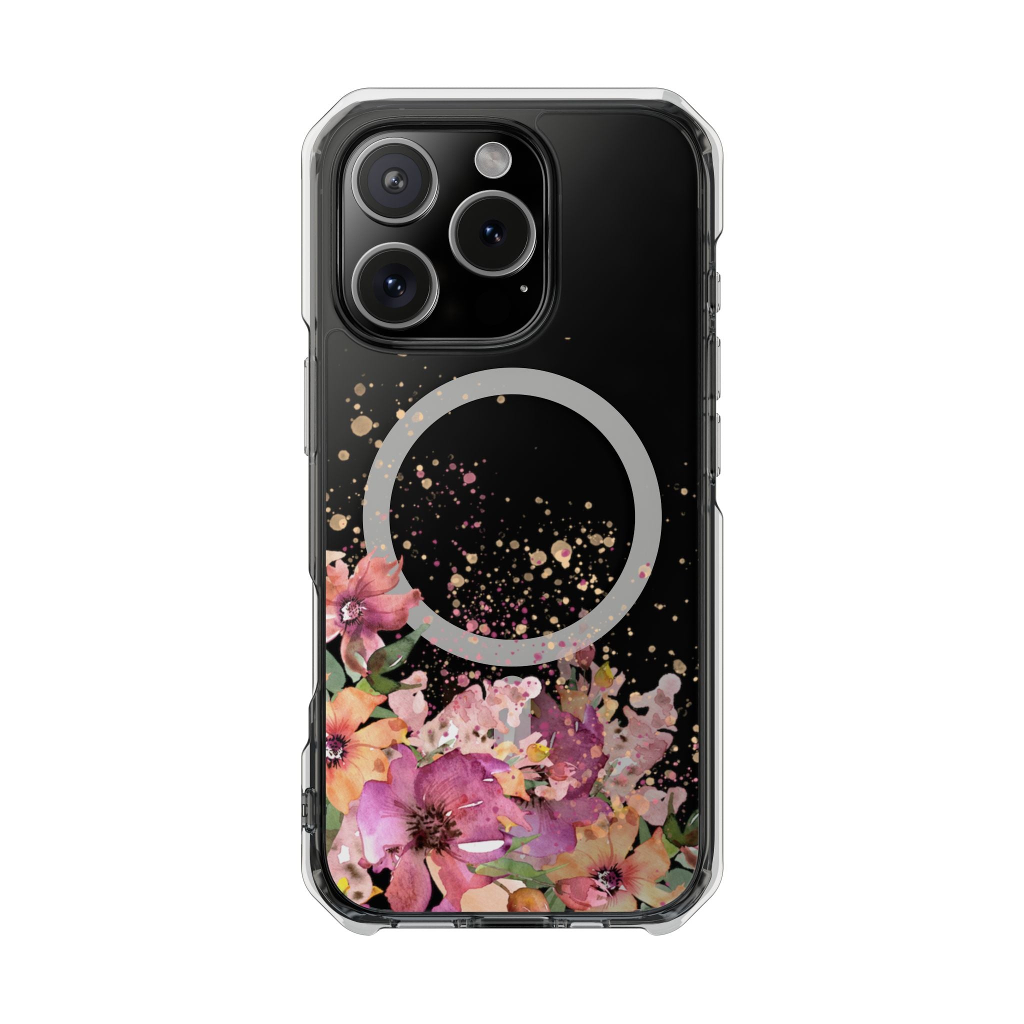MagSafe Clear Phone Case — Pink Floral Protective Case