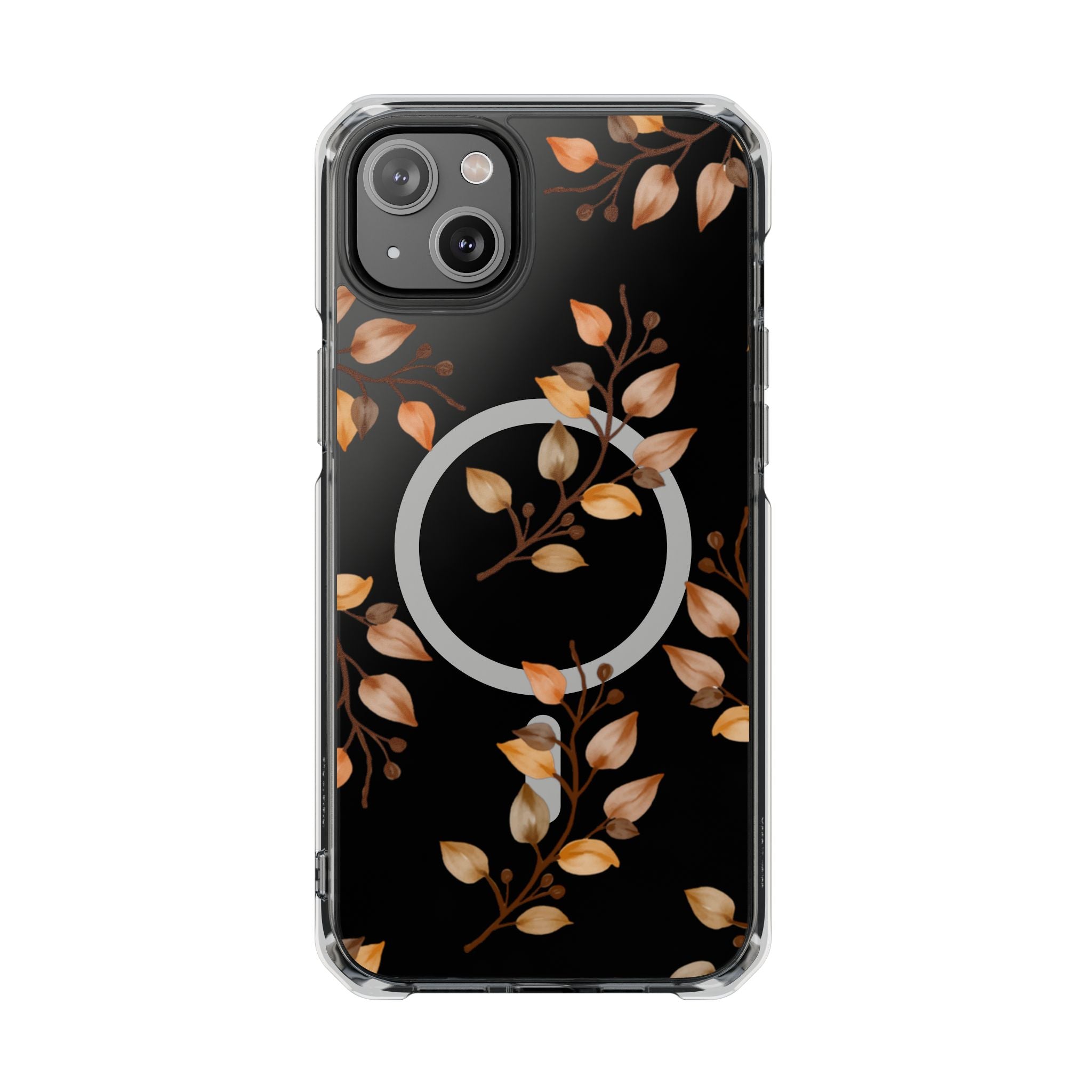 Clear Magnetic Phone Case — Autumn Gold Leaves Design
