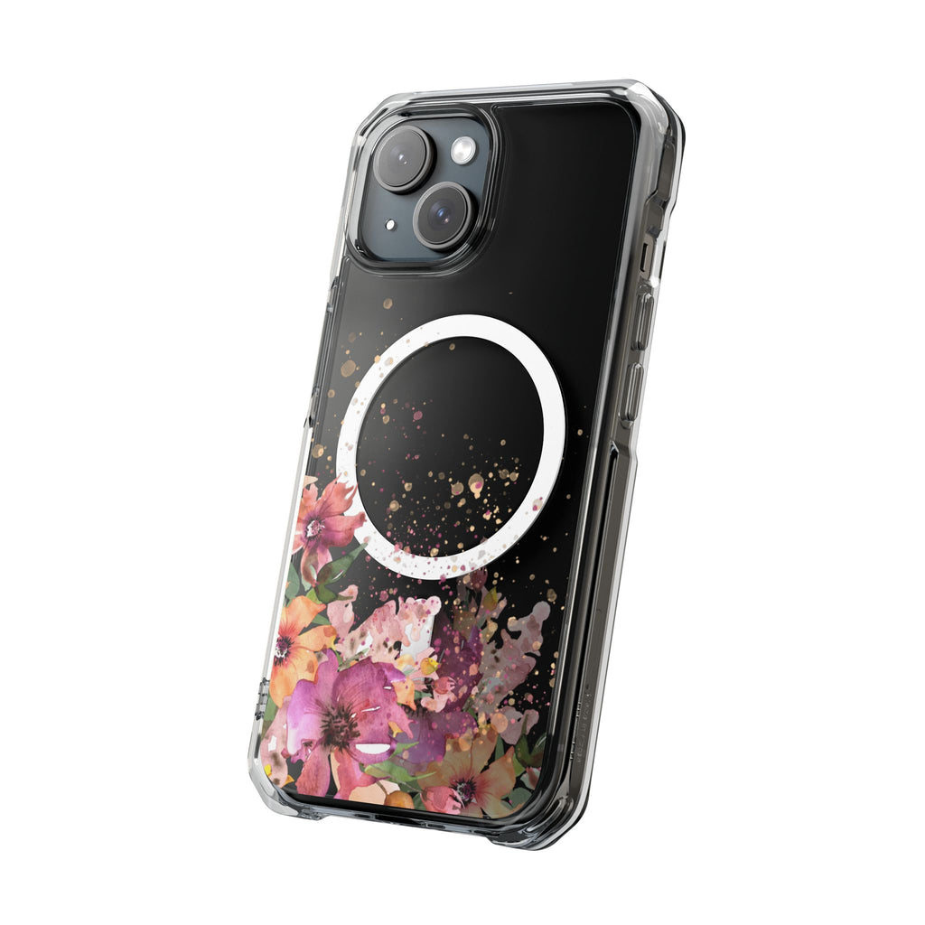 MagSafe Clear Phone Case — Pink Floral Protective Case