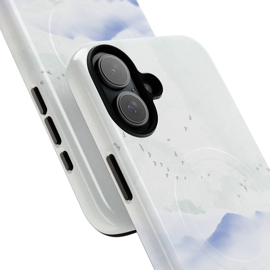 Magnetic Tough Phone Case — Serene Watercolor Mountain Design