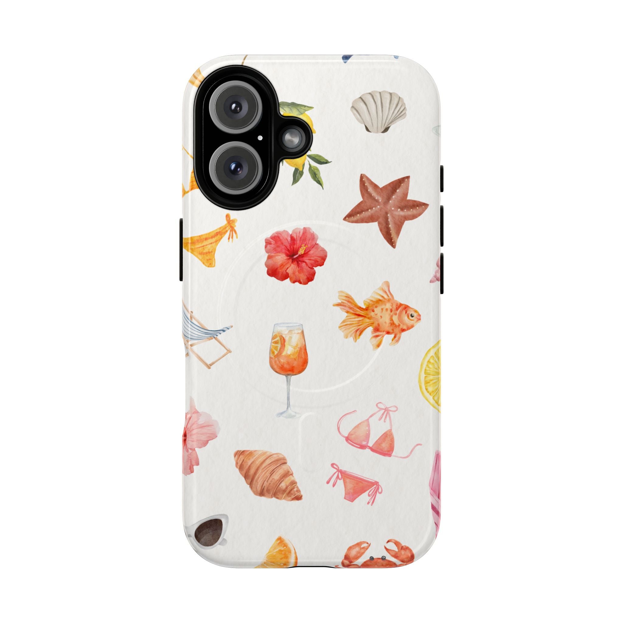 Beach Pattern Tough Magnetic Phone Case — Tropical Shells, Starfish & Summer Icons