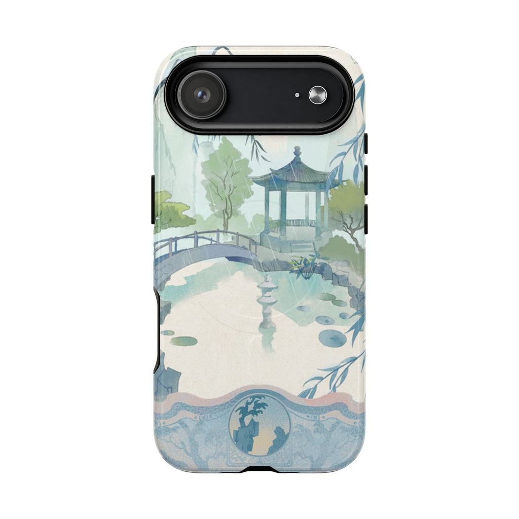 Serene Pagoda Tough Magnetic Phone Case – Watercolor Zen Garden Protection