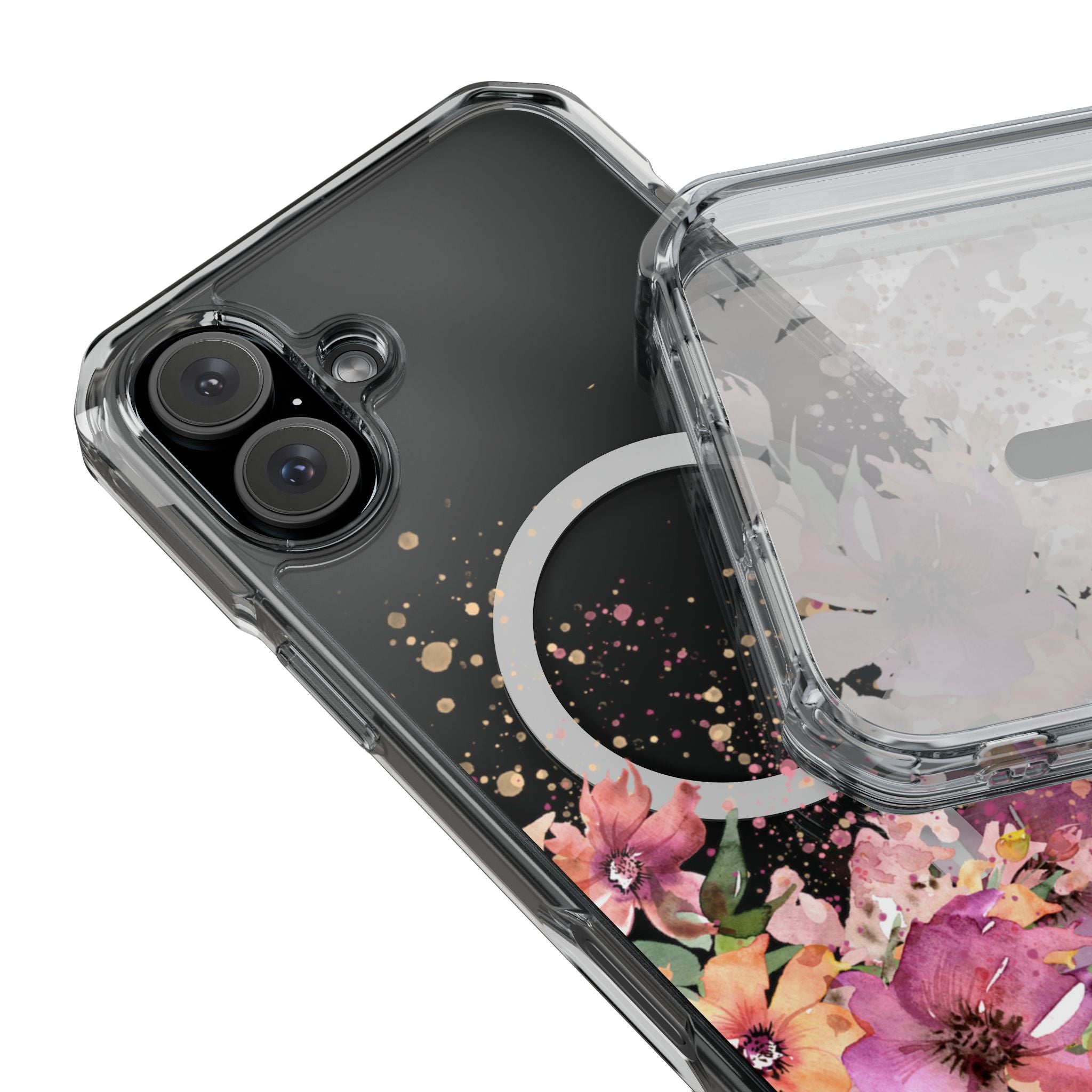 MagSafe Clear Phone Case — Pink Floral Protective Case