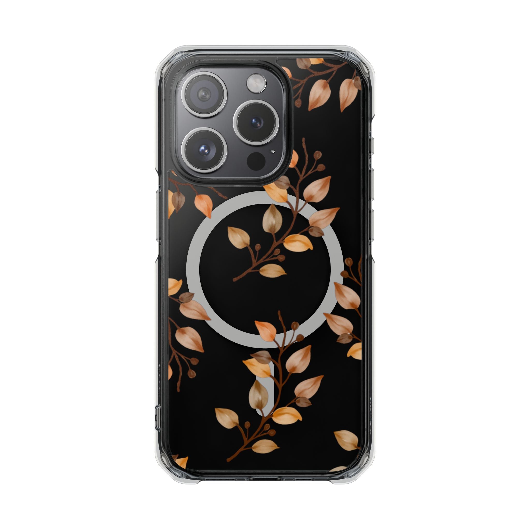 Clear Magnetic Phone Case — Autumn Gold Leaves Design