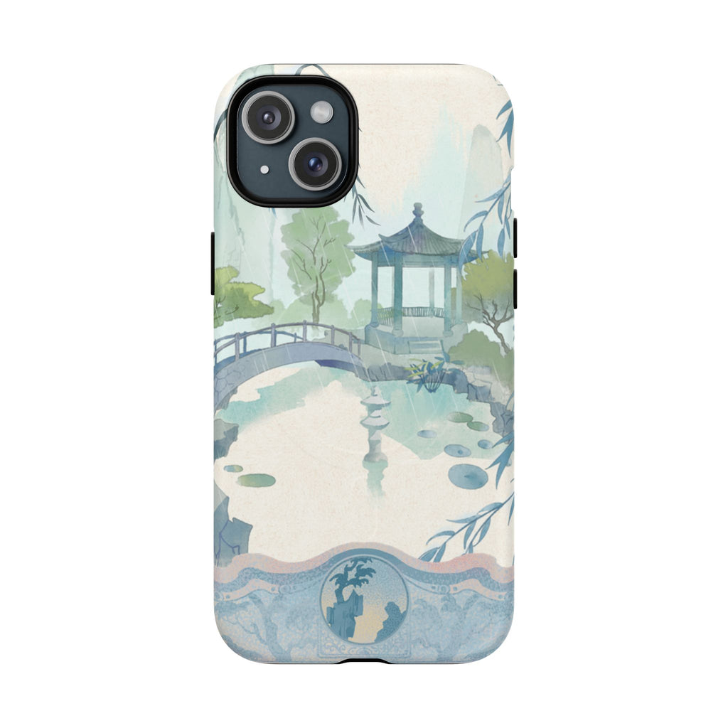 Serene Pagoda Tough Magnetic Phone Case – Watercolor Zen Garden Protection