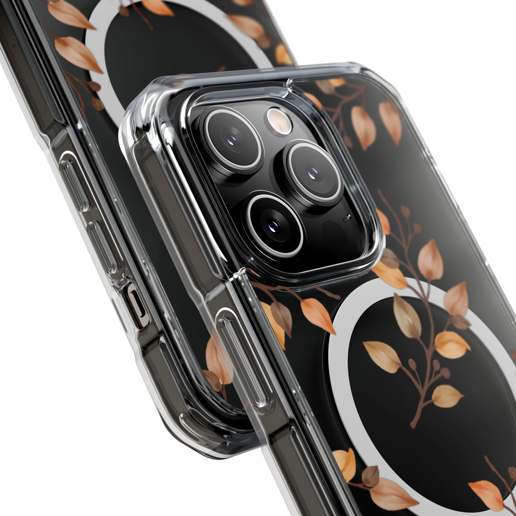 Clear Magnetic Phone Case — Autumn Gold Leaves Design