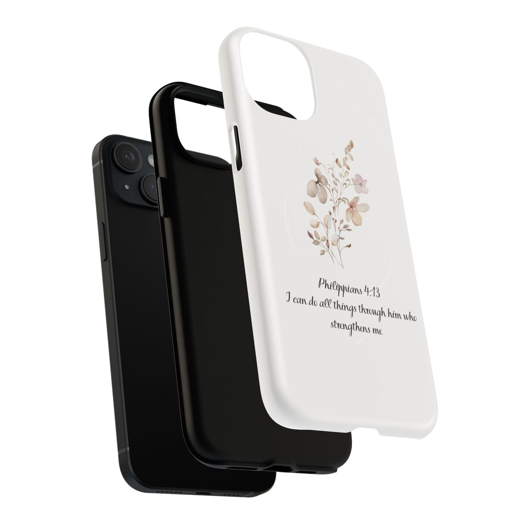 Floral Scripture Tough Magnetic Phone Case — “I Can Do All Things” Philippians 4:13