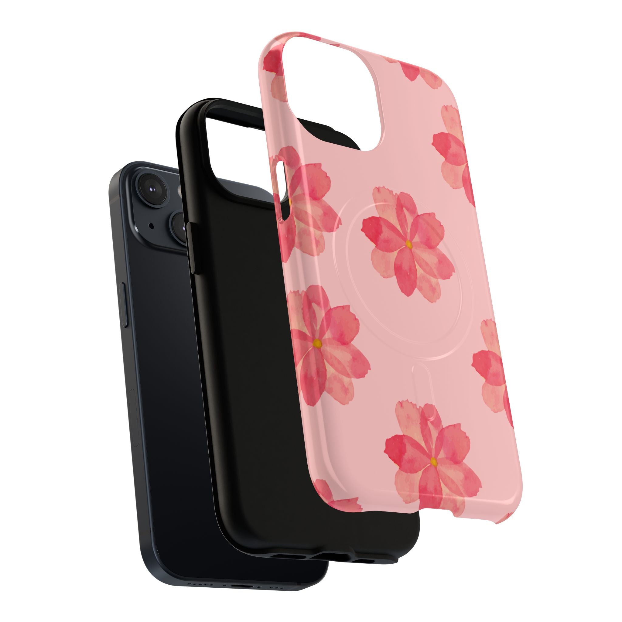 Pink Floral Tough Magnetic Phone Case — Sakura Blossom Protective Cover