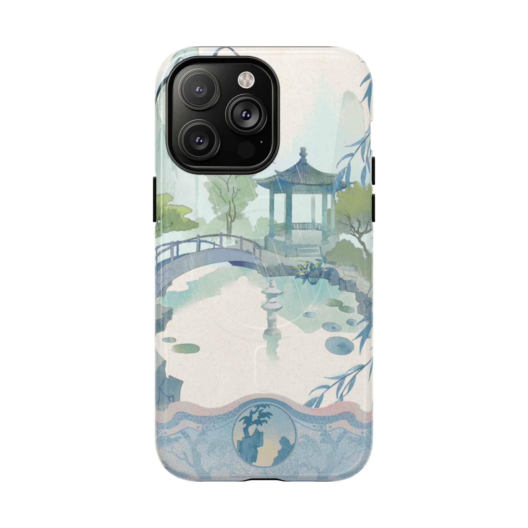 Serene Pagoda Tough Magnetic Phone Case – Watercolor Zen Garden Protection