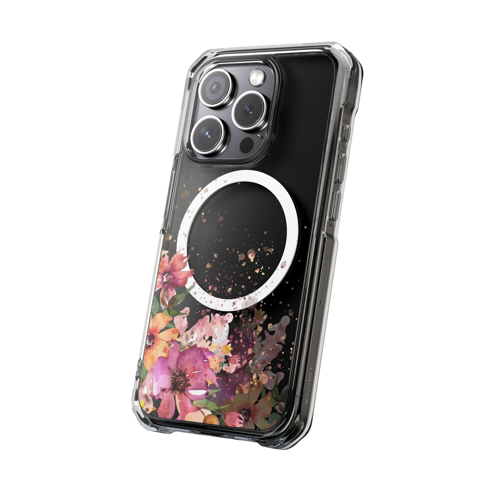 MagSafe Clear Phone Case — Pink Floral Protective Case