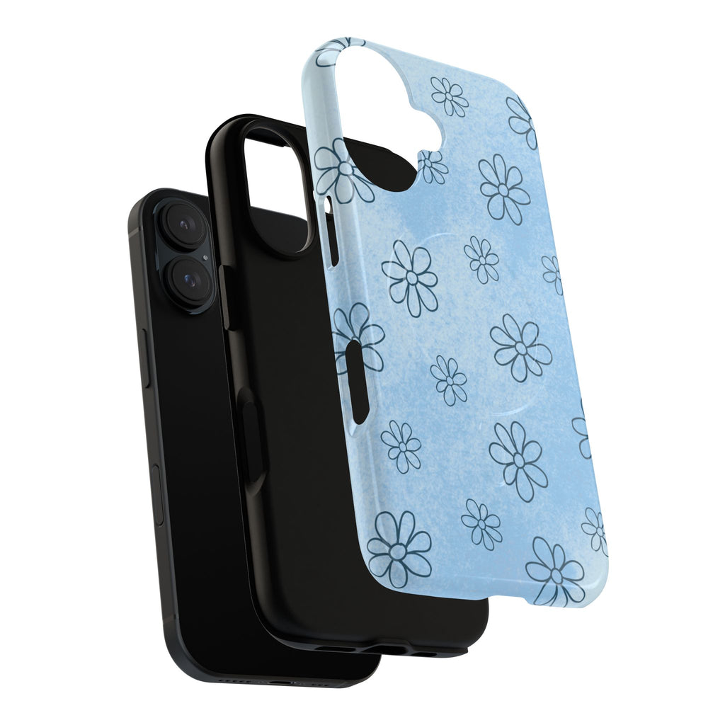 Blue Daisy Magnetic Tough Case — Floral Phone Case with Soft Watercolor Vibe