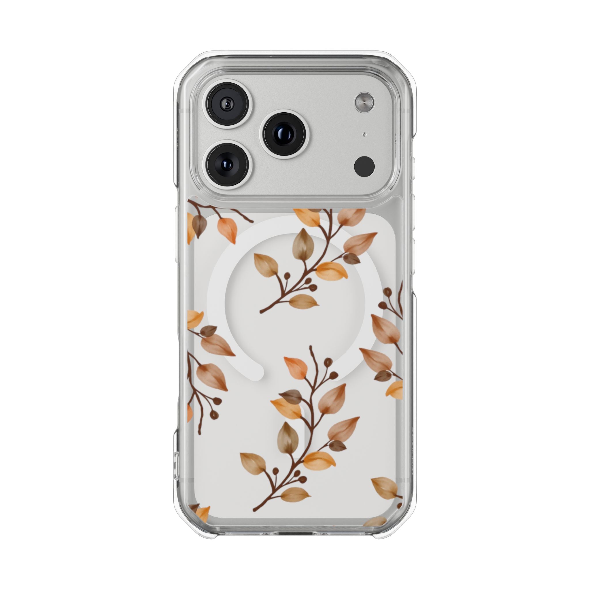 Clear Magnetic Phone Case — Autumn Gold Leaves Design